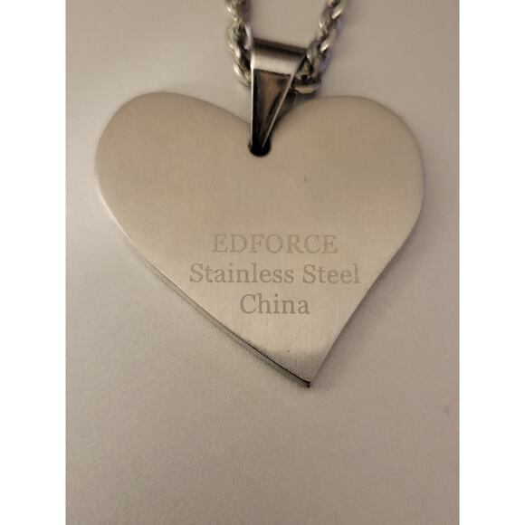 Stainless Steel Heart Necklace with Lords Prayer - Picture 5 of 7